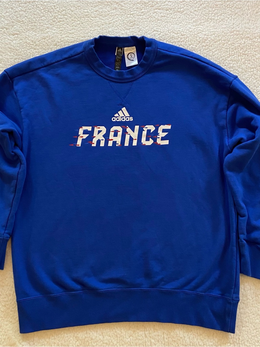 ADIDAS France FIFA World Cup 2022 Men’s Sweatshirt Size LARGE Crewneck Blue